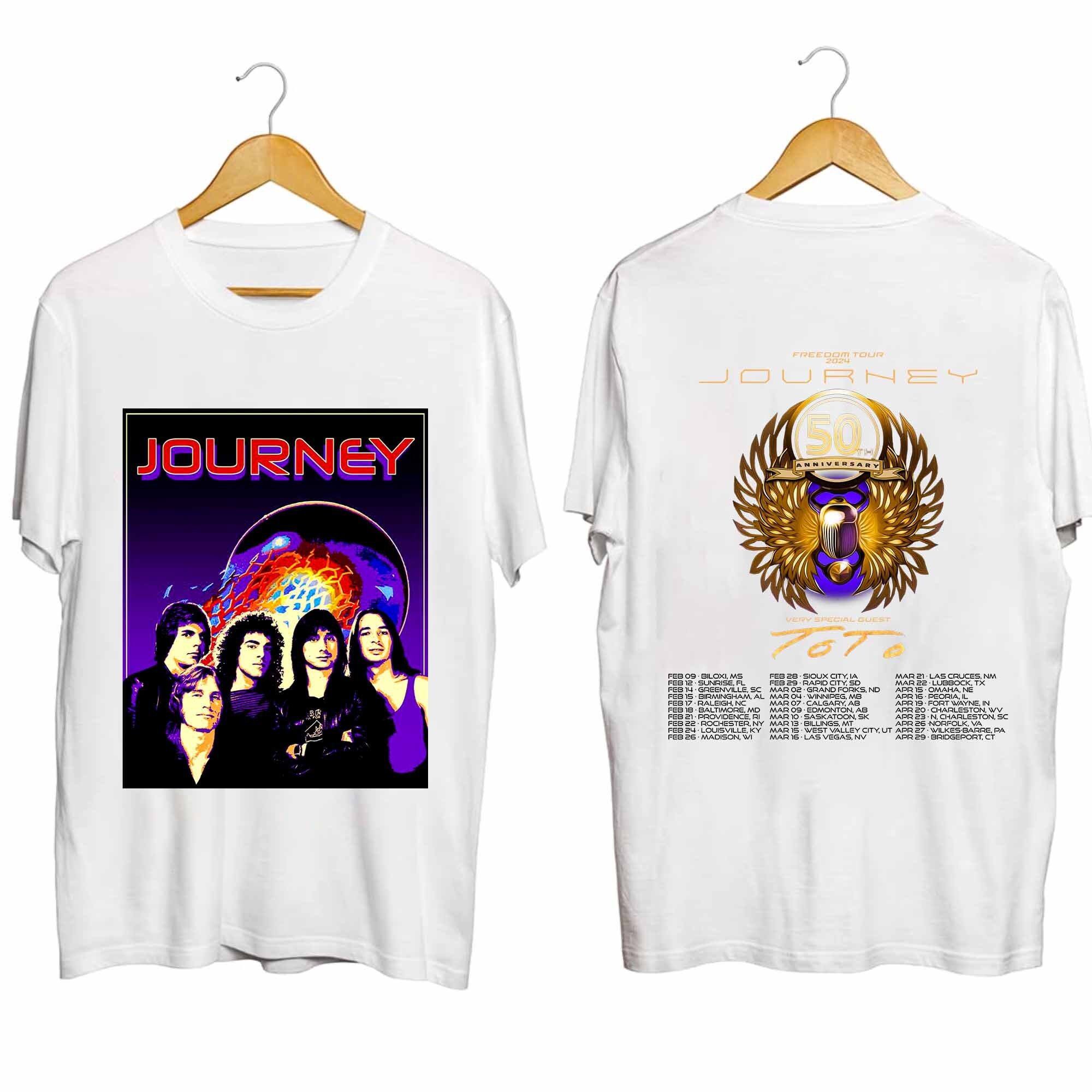 Journey Freedom Tour 2024 Shirt, Journey With Toto 2024 Concert Shirt
