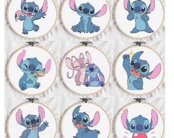 Set 9 Cross Stitch Pattern, Funny Embroidery Pattern, Instant Download, Easy Embroidery Designs, Counted Cross Stitch Alien Embroidery Files