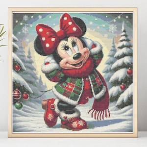 Cross Stitch Pattern Mouse Full Cover Art Winter Home Decor Wall Kids Room DIY Cute Cross Stitch Modern Baby Gift Design Digital File PDF