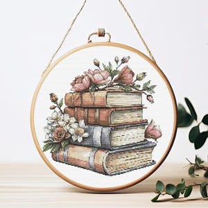 Cross Stitch Pattern Book With Flowers Embroidery Design Books Counted Cross Stitch Chart PDF Digital File Books Lover Gift For Readers