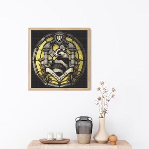 Halloween Cross Stitch Pattern Hufflepuff Harry Potter Hogwarts Magic School Embroidery Design Witchy Cross Stitch Full Cover Art Counted Instant Download Digital PDF File