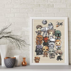 Cross Stitch Pattern: Collection of Star Characters, PDF INSTANT DOWNLOAD, Gift for Him, Poster Wall Art, Counted Cross Stitch Digital File