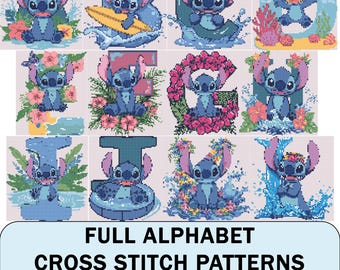 Stitch Alphabet Cross Stitch Pattern, Monogram Embroidery Design (Instant Download)