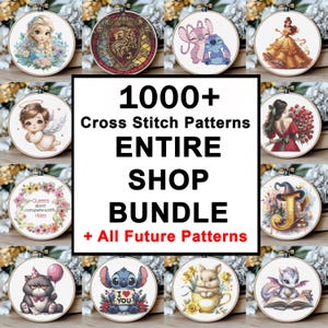 Ensemble de motifs au point de croix avec accès à vie, téléchargement immédiat de fichiers PDF rigolos, modernes, pour les fêtes, mini motifs et couverture complète