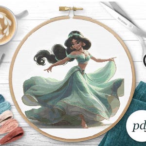 Schema punto croce Principessa Disegni da ricamo Punto croce contato PDF Personaggi dei cartoni animati Schemi da ricamo Decorazione per bambine Regalo fai da te