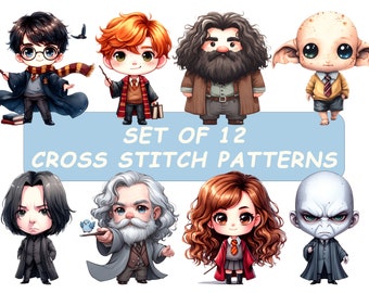 Cross Stitch Wizard School Pattern, Counted Cross Stitch, Magic Embroidery Pattern PDF, Witchy Cross Stitch Christmas, Snape, Digital File