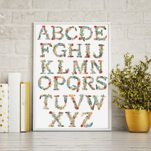 Blumen Alphabet Kreuzstichmuster Buchstaben Stickerei Blumen Buchstabe Kreuzstich Initial Stickerei Volles Alphabet Baby Kreuzstich PDF