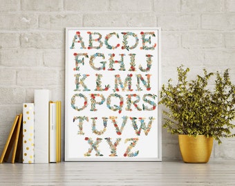 Floral Alphabet Cross Stitch Pattern Letters Embroidery Flower Letter Cross Stitch Initial Embroidery Full Alphabet Baby Cross Stitch PDF