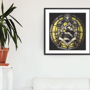 Halloween Cross Stitch Pattern Hufflepuff Harry Potter Hogwarts Magic School Embroidery Design Witchy Cross Stitch Full Cover Art Counted Instant Download Digital PDF File