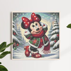 Cross Stitch Pattern Mouse Full Cover Art Winter Home Decor Wall Kids Room DIY Cute Cross Stitch Modern Baby Gift Design Digital File PDF