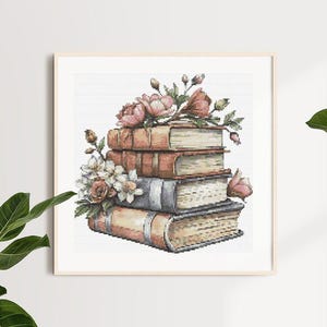 Cross Stitch Pattern Book With Flowers Embroidery Design Books Counted Cross Stitch Chart PDF Digital File Books Lover Gift For Readers