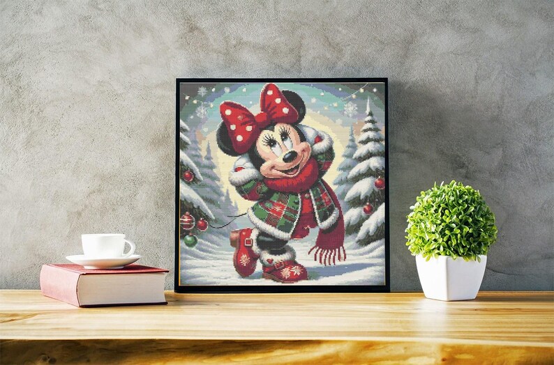 Cross Stitch Pattern Mouse Full Cover Art Winter Home Decor Wall Kids Room DIY Cute Cross Stitch Modern Baby Gift Design Digital File PDF