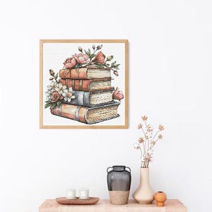 Cross Stitch Pattern Book With Flowers Embroidery Design Books Counted Cross Stitch Chart PDF Digital File Books Lover Gift For Readers