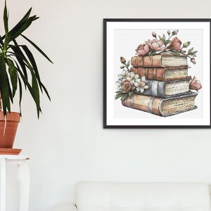 Cross Stitch Pattern Book With Flowers Embroidery Design Books Counted Cross Stitch Chart PDF Digital File Books Lover Gift For Readers