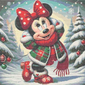 Cross Stitch Pattern Mouse Full Cover Art Winter Home Decor Wall Kids Room DIY Cute Cross Stitch Modern Baby Gift Design Digital File PDF image 1
