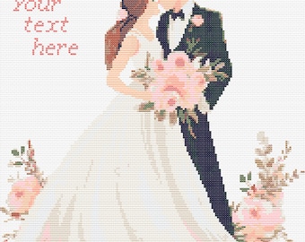 Personalized Wedding Cross Stitch Kit – Custom Bride & Groom XStitch Set with Date And Names – DIY Handcraft Gift (Threads, Canvas)