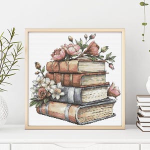 Cross Stitch Pattern Book With Flowers Embroidery Design Books Counted Cross Stitch Chart PDF Digital File Books Lover Gift For Readers