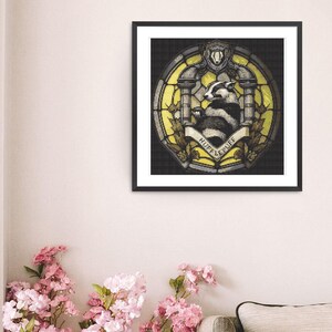 Halloween Cross Stitch Pattern Hufflepuff Harry Potter Hogwarts Magic School Embroidery Design Witchy Cross Stitch Full Cover Art Counted Instant Download Digital PDF File
