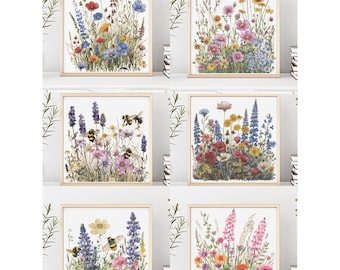 Wildflower Cross Stitch Bundle Set of 6, Botanical Embroidery PDF, Meadow Flowers Patterns Pack, Nature Needlework, Cottagecore Decor
