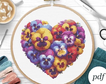Pensée violette motif point de croix PDF ** Téléchargement