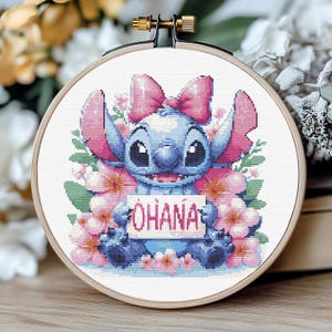 Ohana Alien Cross Stitch Pattern: Funny Modern Embroidery (PDF)