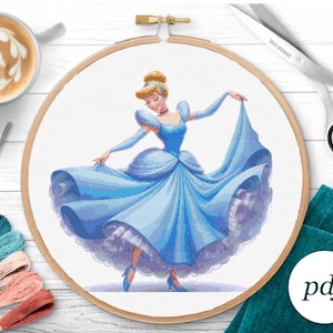 Cross Stitch Pattern Princess Embroidery Designs Counted Cross Stitch PDF Chart Cartoon Characters Embroidery Patterns Baby Girl Decor Gift
