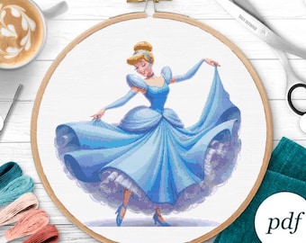 Cross Stitch Pattern Princess Embroidery Designs Counted Cross Stitch PDF Chart Cartoon Characters Embroidery Patterns Baby Girl Decor Gift