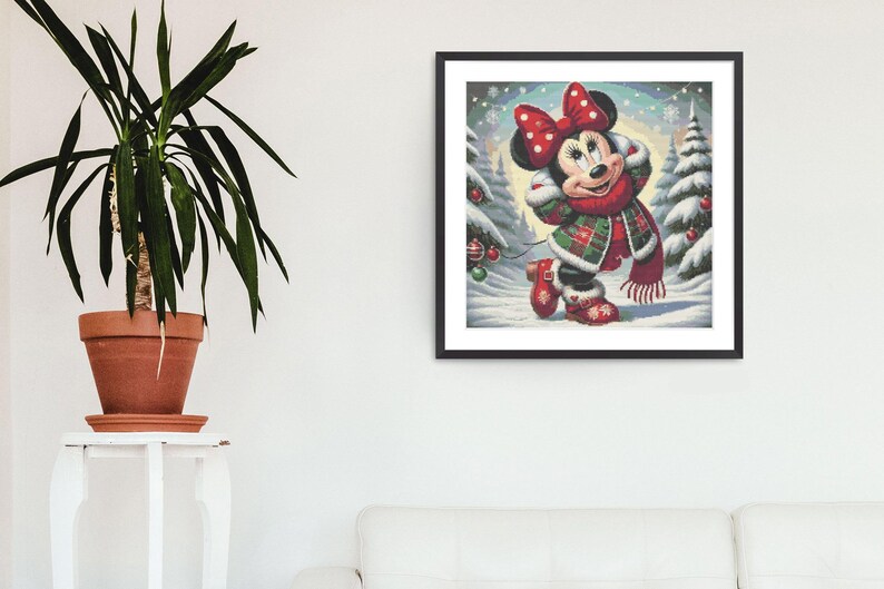 Cross Stitch Pattern Mouse Full Cover Art Winter Home Decor Wall Kids Room DIY Cute Cross Stitch Modern Baby Gift Design Digital File PDF
