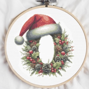Padrão de ponto cruz de Natal Letra O Bordado Alfabeto Contado Ponto cruz Bordado inicial Monograma Bebê Presente de ano novo Digital PDF