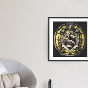 Halloween Cross Stitch Pattern Hufflepuff Harry Potter Hogwarts Magic School Embroidery Design Witchy Cross Stitch Full Cover Art Counted Instant Download Digital PDF File