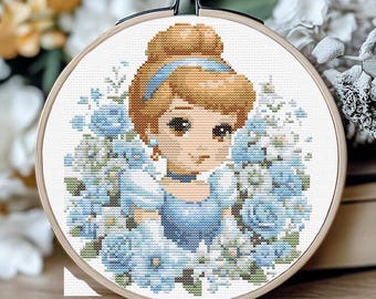 Cross Stitch Pattern Princess Embroidery Designs Counted Cross Stitch PDF Chart Cartoon Characters Embroidery Patterns Baby Girl Decor Gift