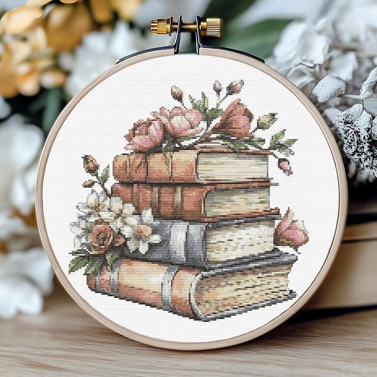 Cross Stitch Pattern Book With Flowers Embroidery Design Books Counted Cross Stitch Chart PDF Digital File Books Lover Gift For Readers