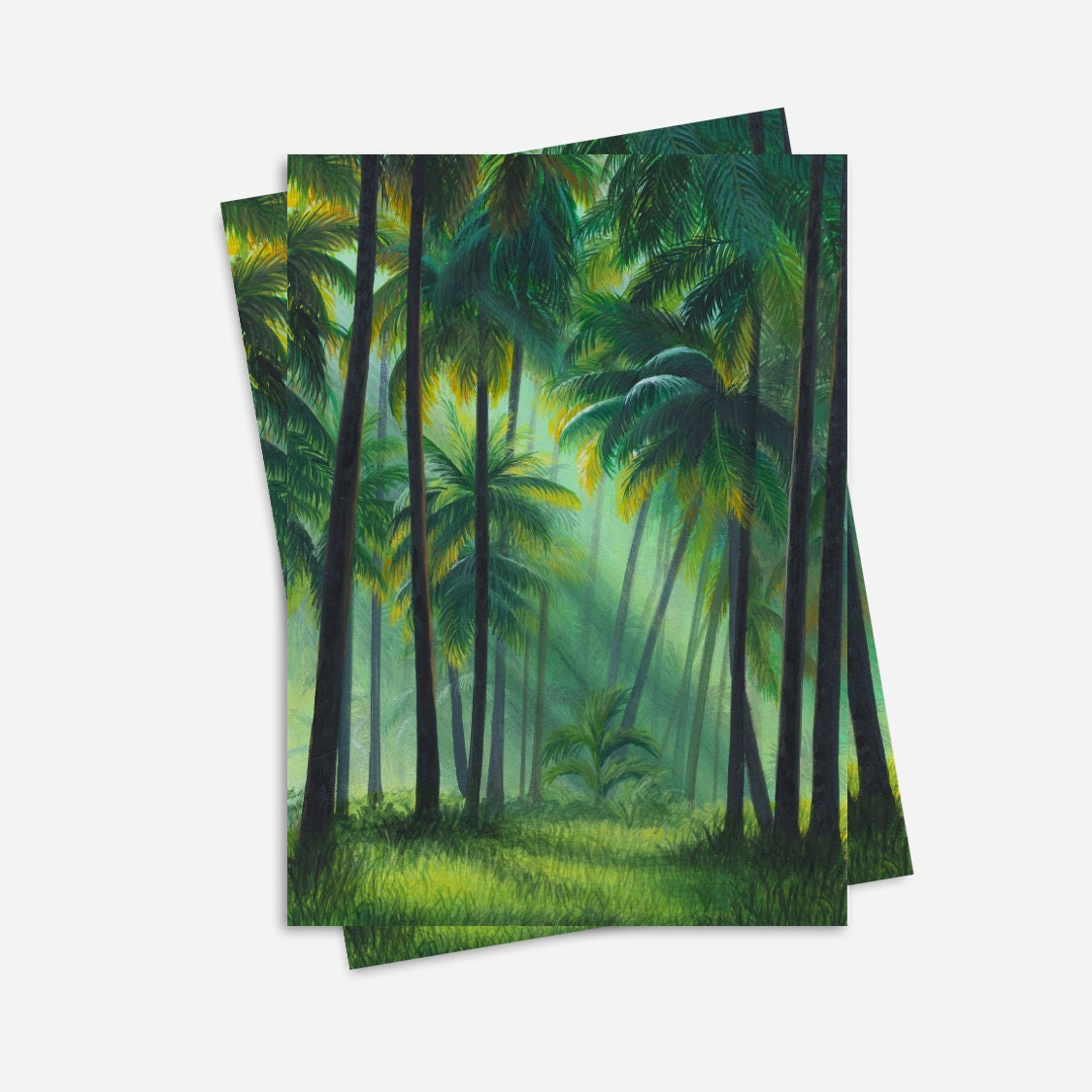 Waldgemälde Wanddekoration für Wohnzimmer mit Sonnenstrahl durch Palmen in  tropischer Waldlandschaft Tapete Digital Art für Wohnkultur - Etsy Schweiz, image size:1125x1125