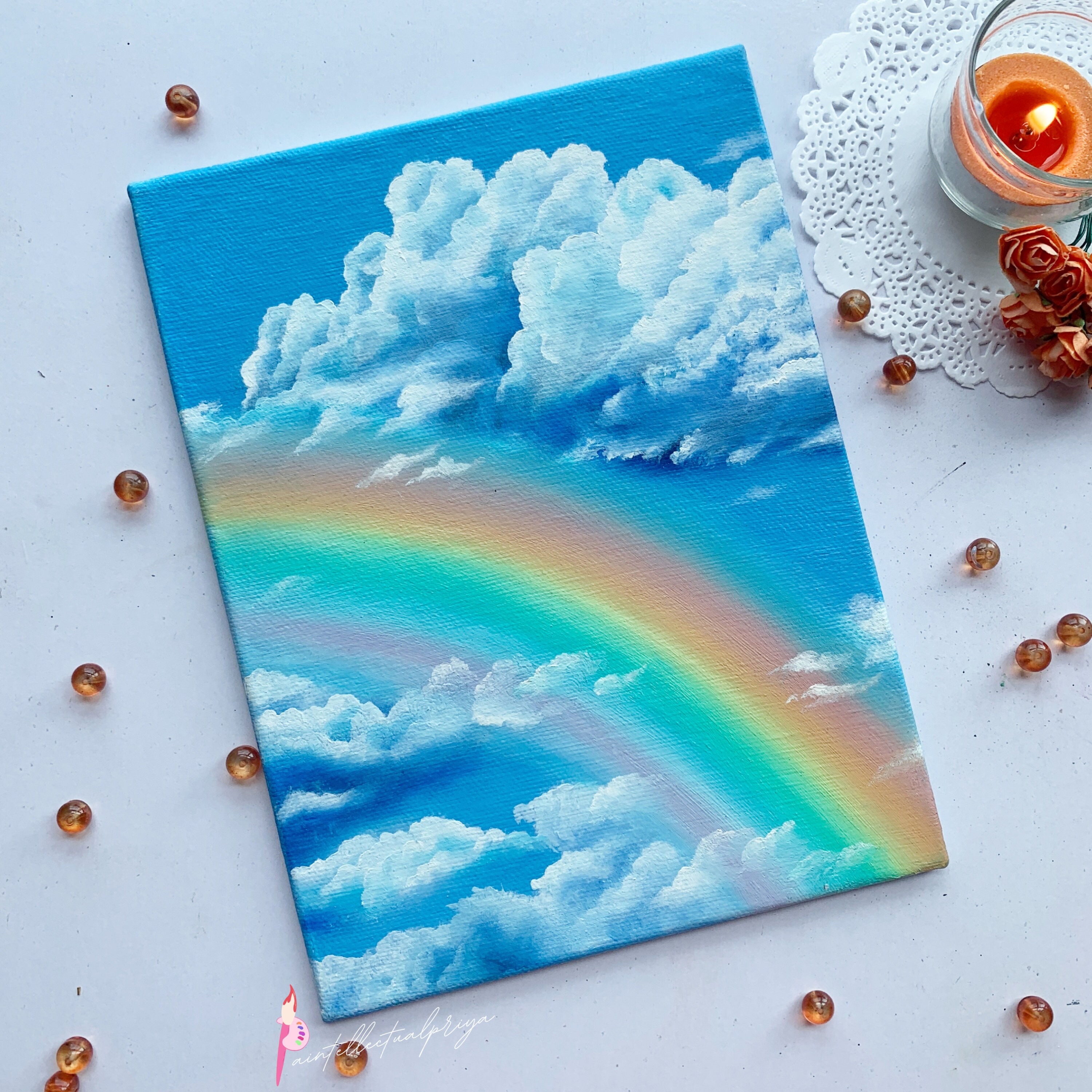 Rainbow Painting Oil Painting Etsy