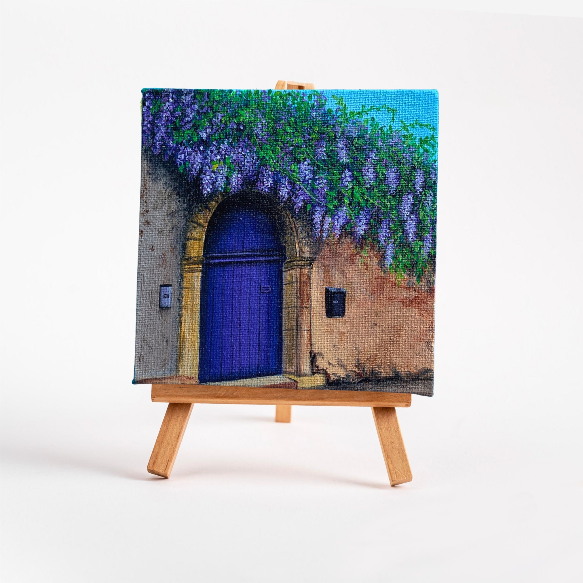 Mini Canvas Original Art Purple Door Aesthetic Painting hq image