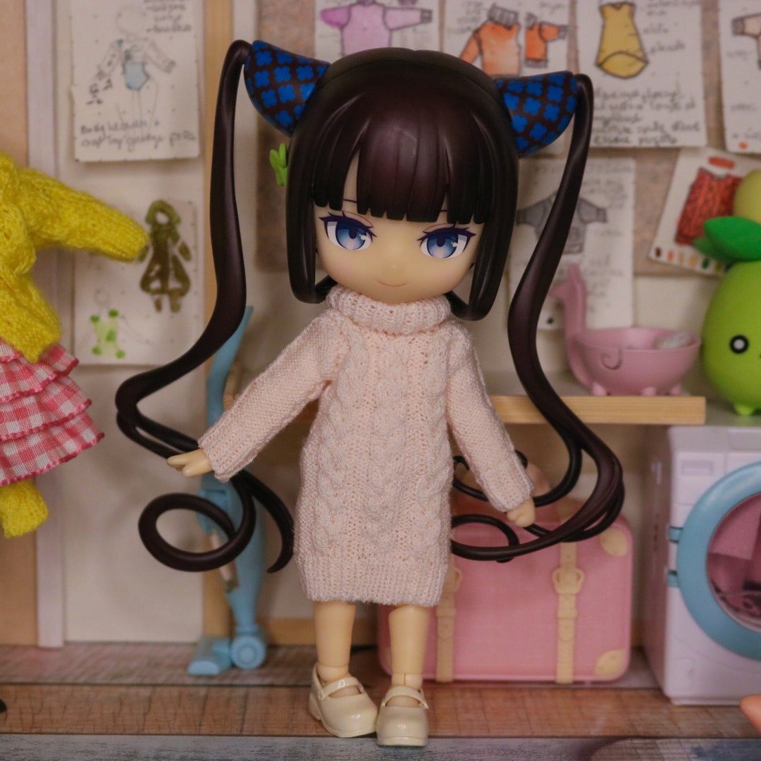 Fall Cable Knit Dress (2024 Ver.) and Socks for 1/12 Chibi Dolls ...