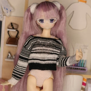 Viscose heart sweater for 1/6 dolls