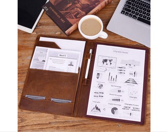 Cuir fait main !! Portfolio avec format A4/Lettre personnalisé, organiseur pour homme 21,4 x 27,4 cm, organiseur au format lettre, cadeau d'entreprise pour lui