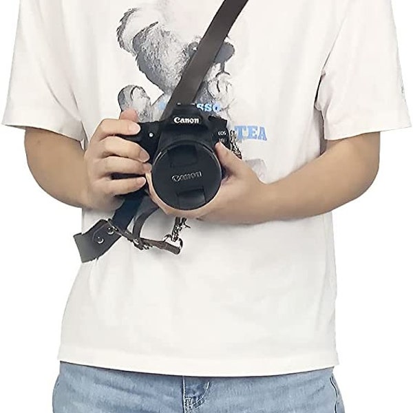 Leather Camera Shoulder Strap - Stylish DSLR Accessory - Adjustable Neck Sling for Photographers