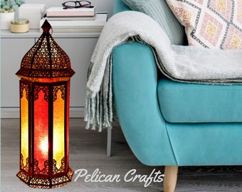 Pelican Crafts Moroccan Floor Lamp With Brass Holder - Moroccan Floor Lamp For Garden, Indoor Space - Made In India