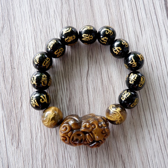 2pc Lucky Feng Shui Obsidian Pixiu Beaded Bracelet Wristband Black Wealth  Unisex | eBay