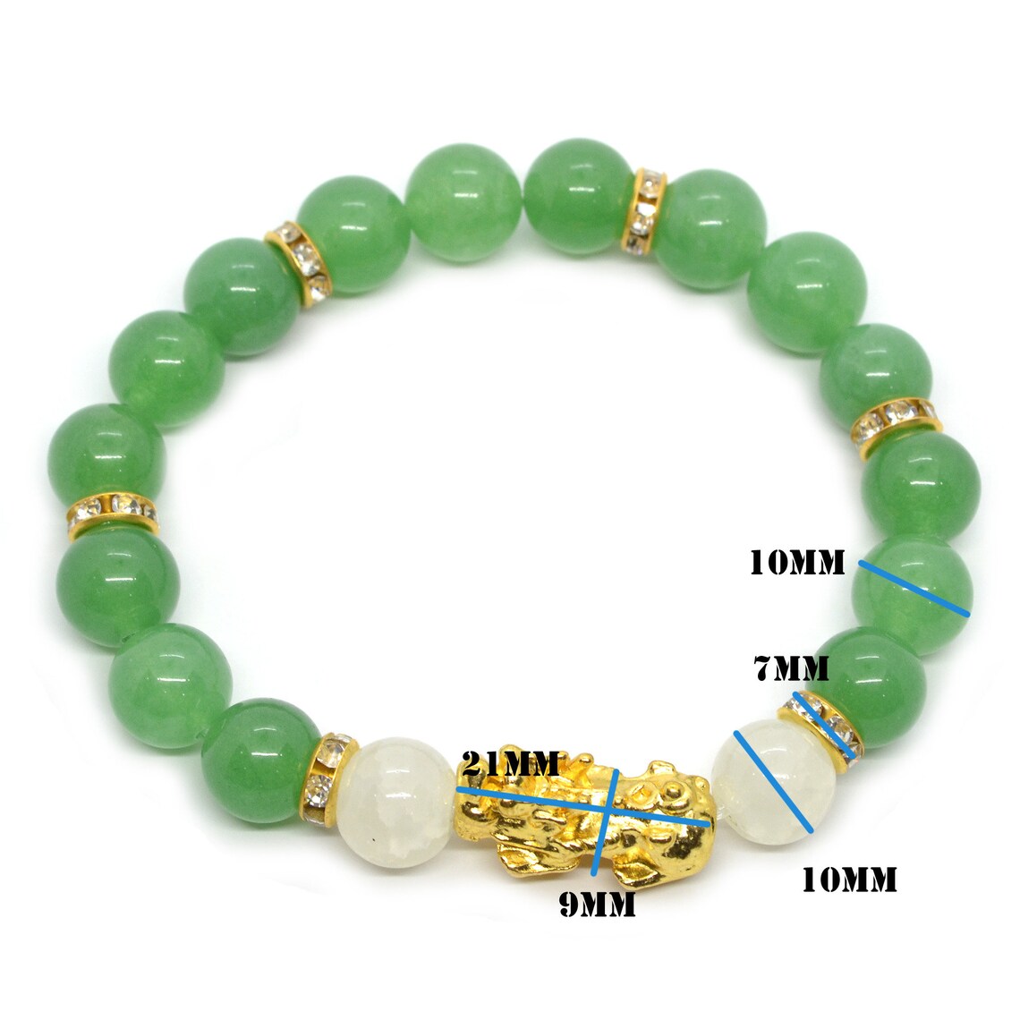 Green Jade beads Bracelet with Chinese Gold Plated Feng Shui Etsy