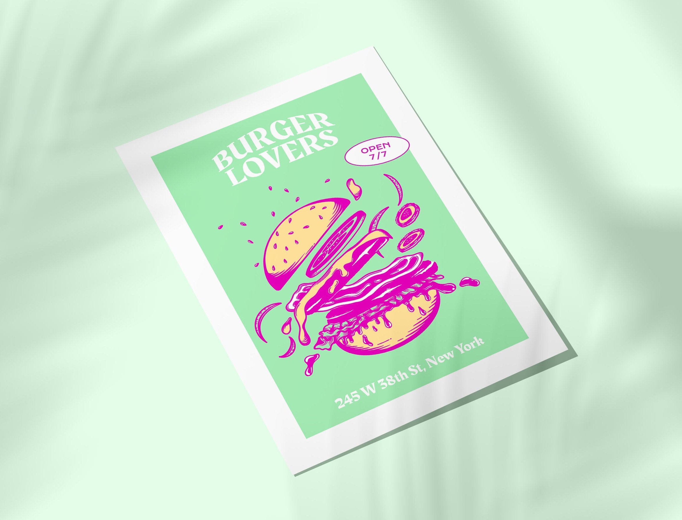 Burger Lovers/Illustration Imprimée Fine Art Edition Limitee