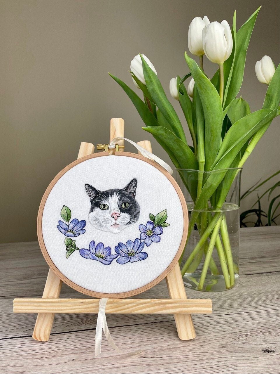Custom Pet Portrait / thread painting / portrait of a dog or cat / memorable pet portraits from photo / hand embroidery