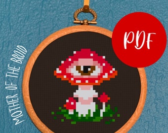 FungEye PDF PATTERN spooky Halloween cross stitch pattern