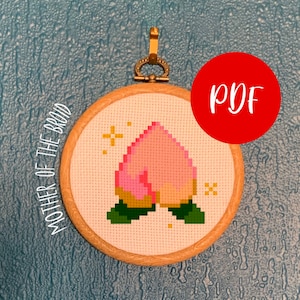 AC Peach PDF nerdy cross stitch digital pattern
