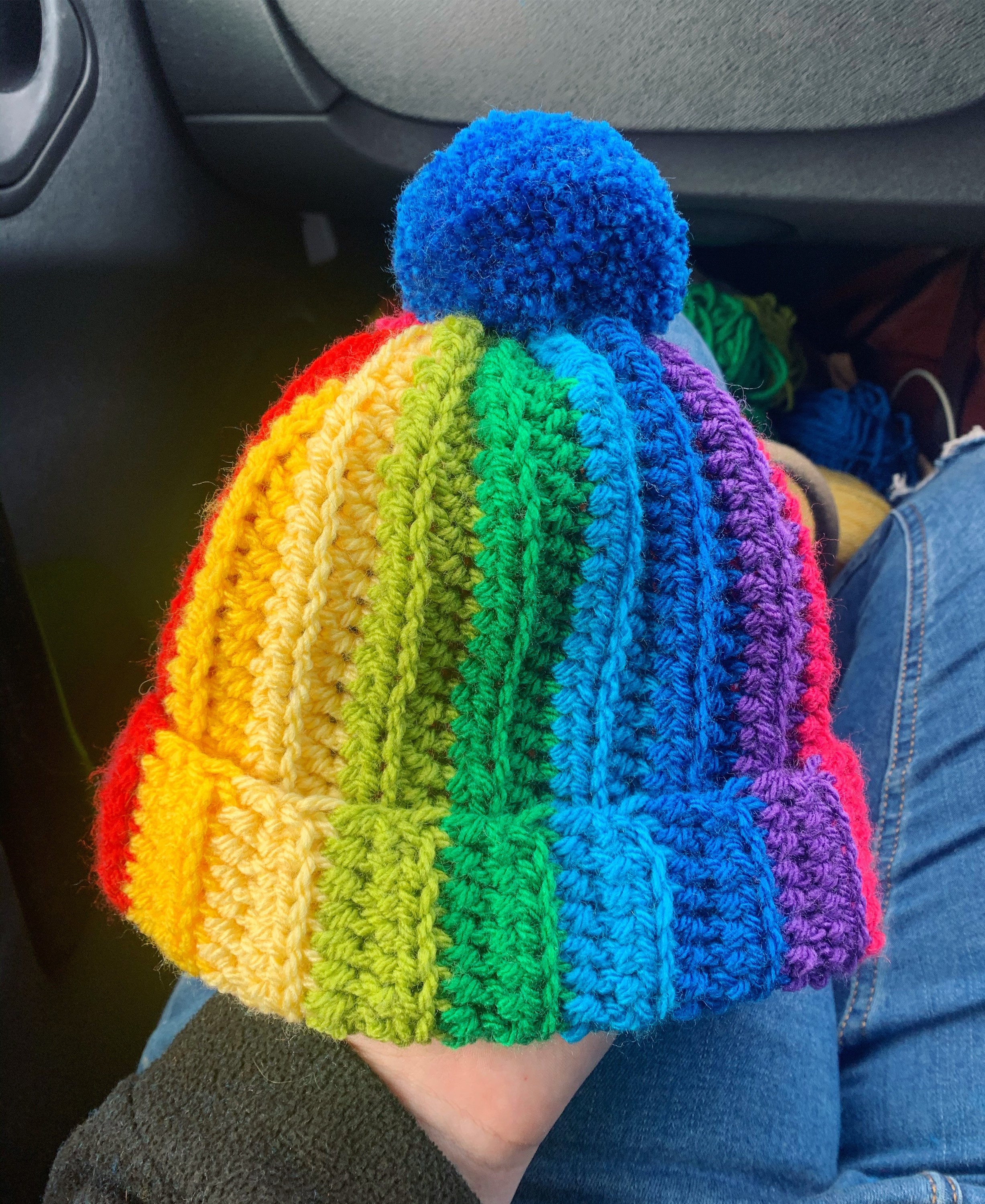 rainbow bobble hat