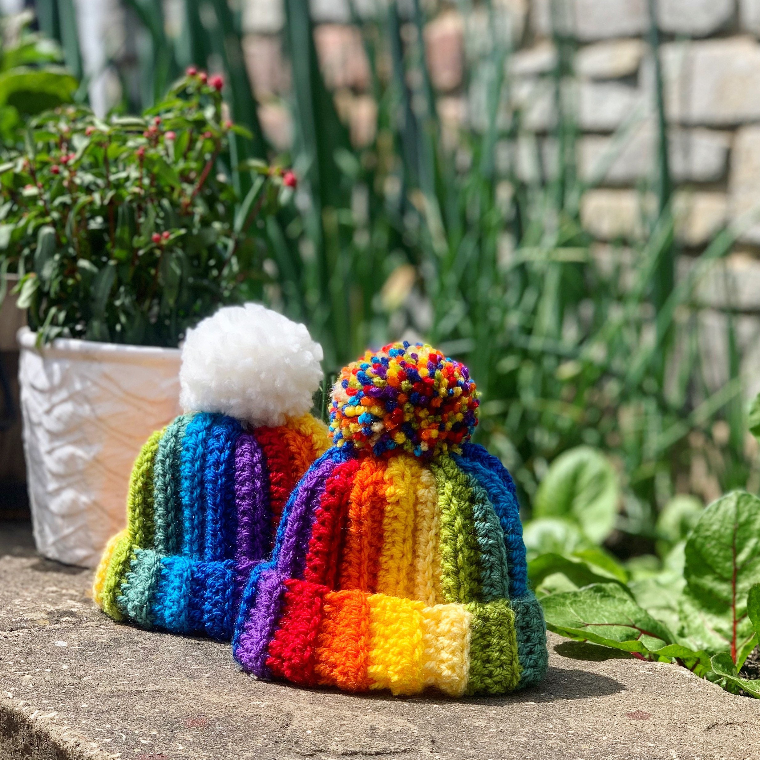 rainbow bobble hat