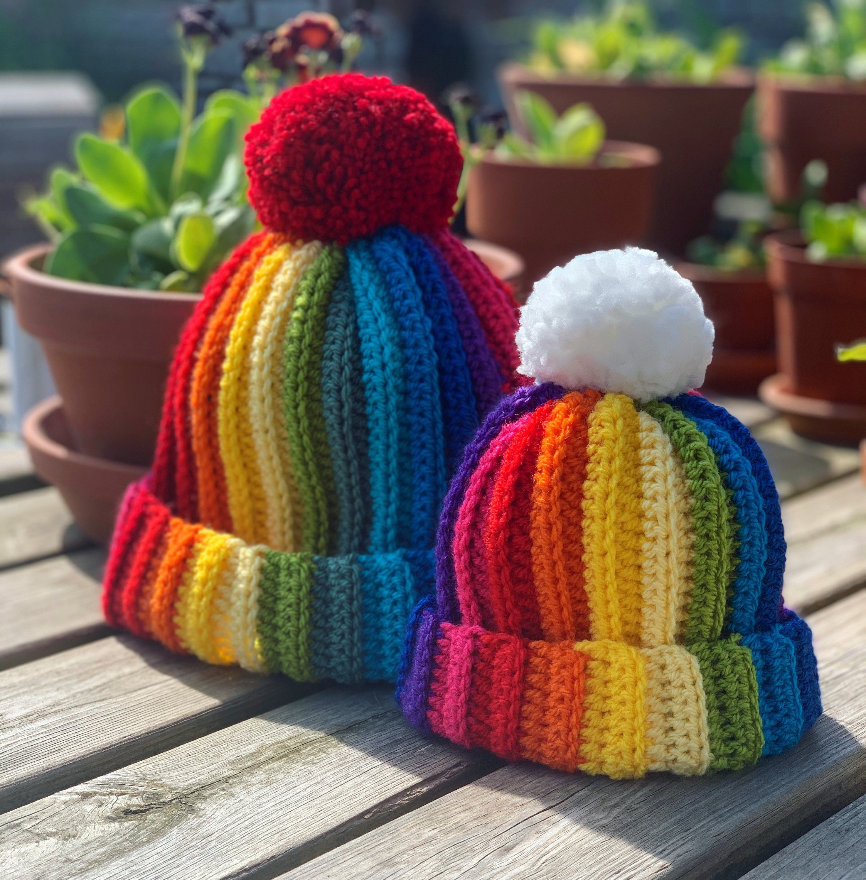 rainbow bobble hat