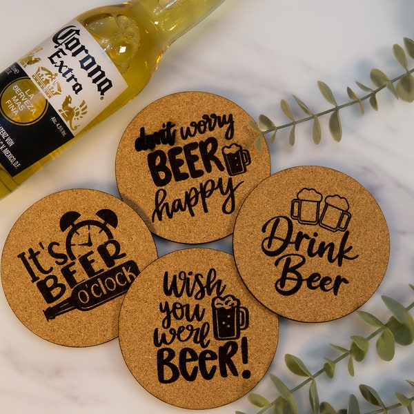 Cork coaster beer, glass coaster, birthday, gift, gift, table decoration, party